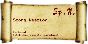 Szorg Nesztor névjegykártya